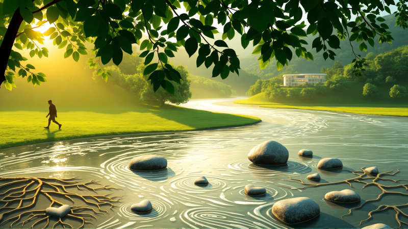 Naturaleza y arquitectura conviven pacíficamente y con calma