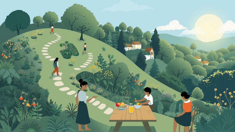 Jardín próspero evoca salud y comunidad