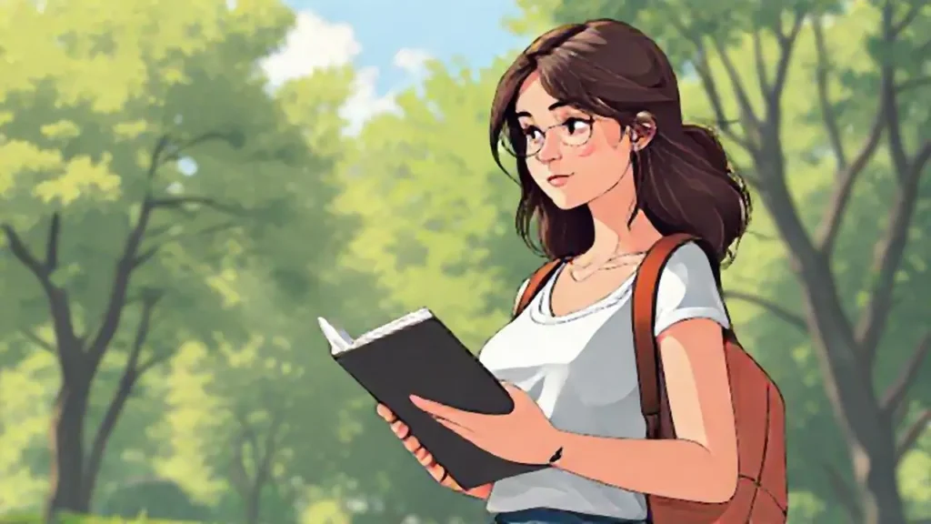 Mujer con cuaderno al aire libre