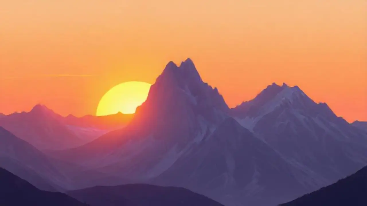 Montañas nevadas al amanecer