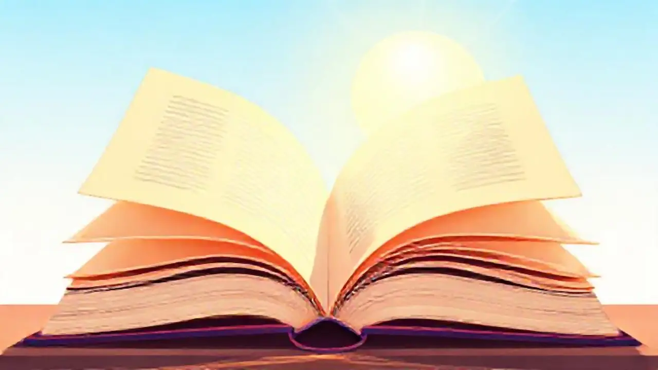 Libro abierto, luz brillante