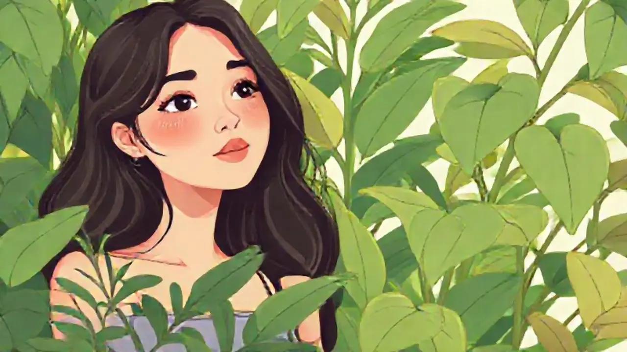 Mujer junto a plantas verdes