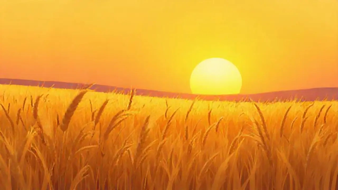 Atardecer dorado en el campo de trigo