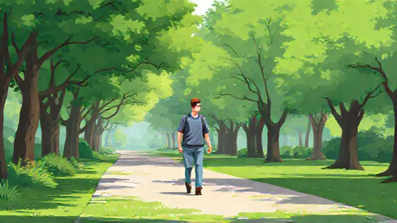 Hombre en un parque verde