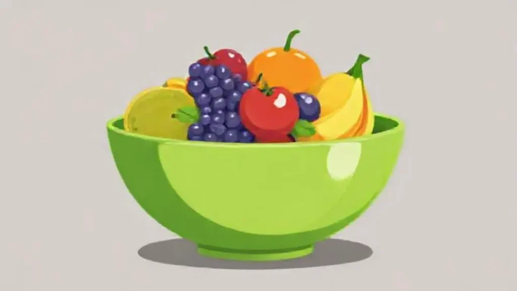 Un tazón verde con fruta