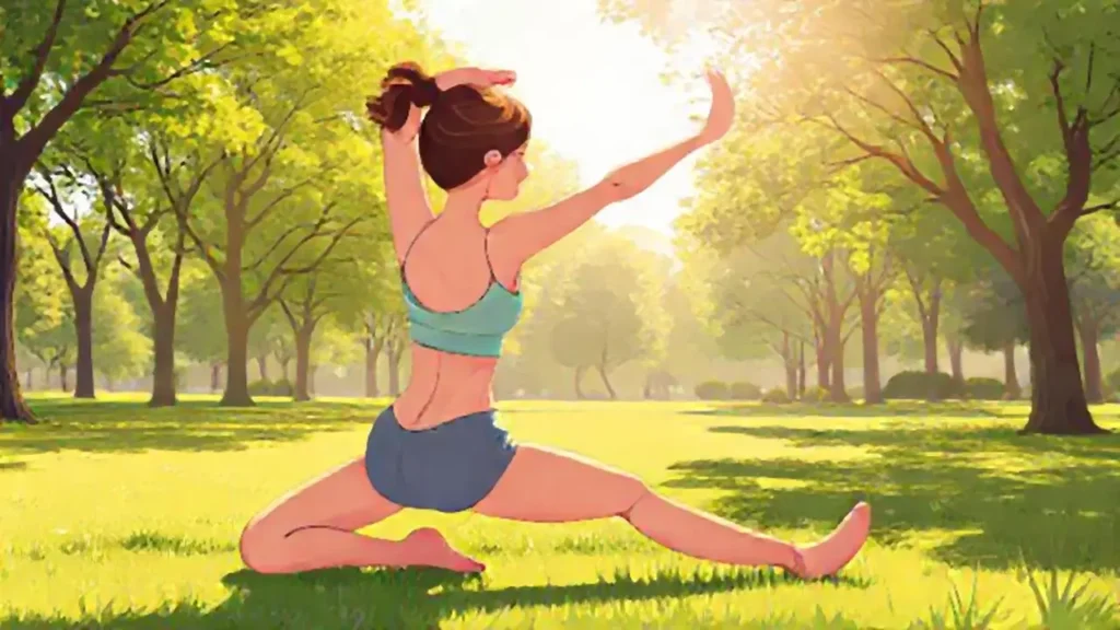 Mujer estirándose al sol