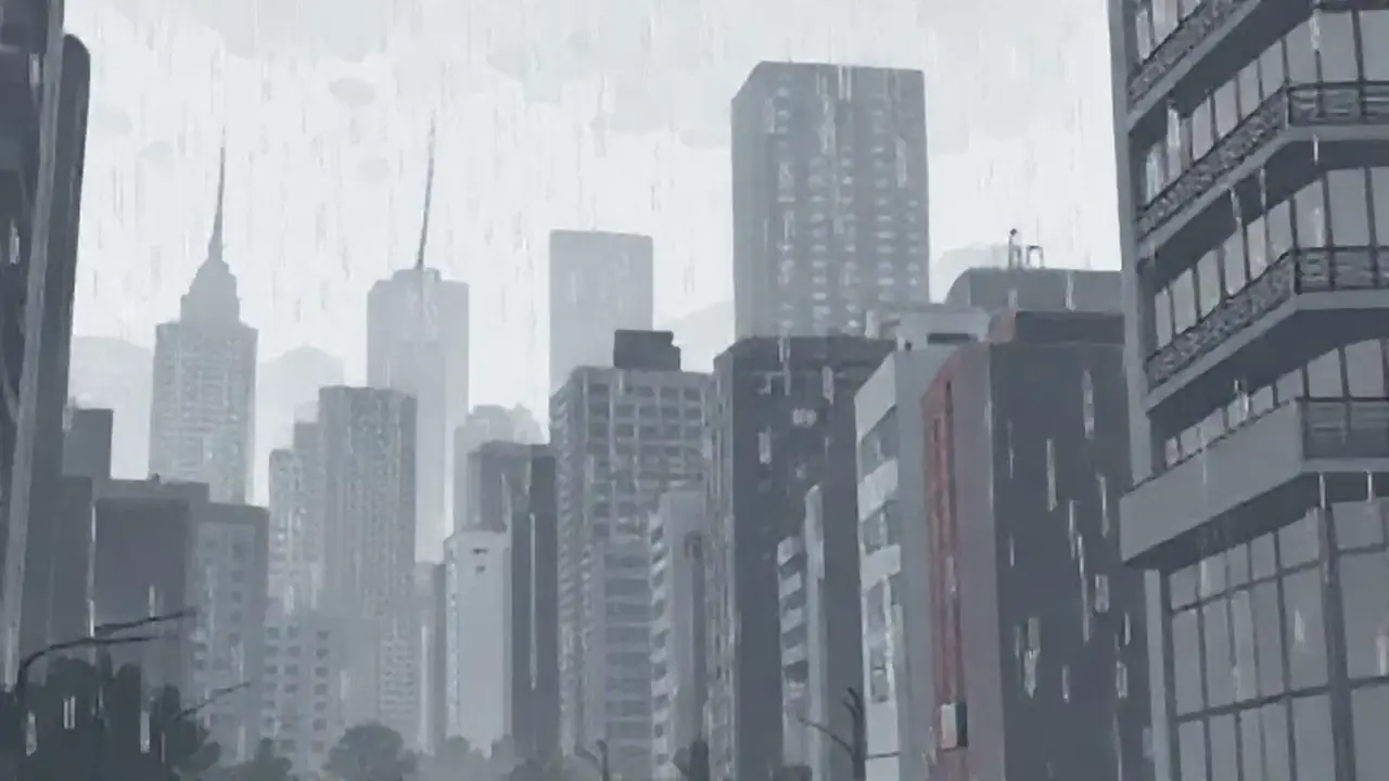 La ciudad gris llueve