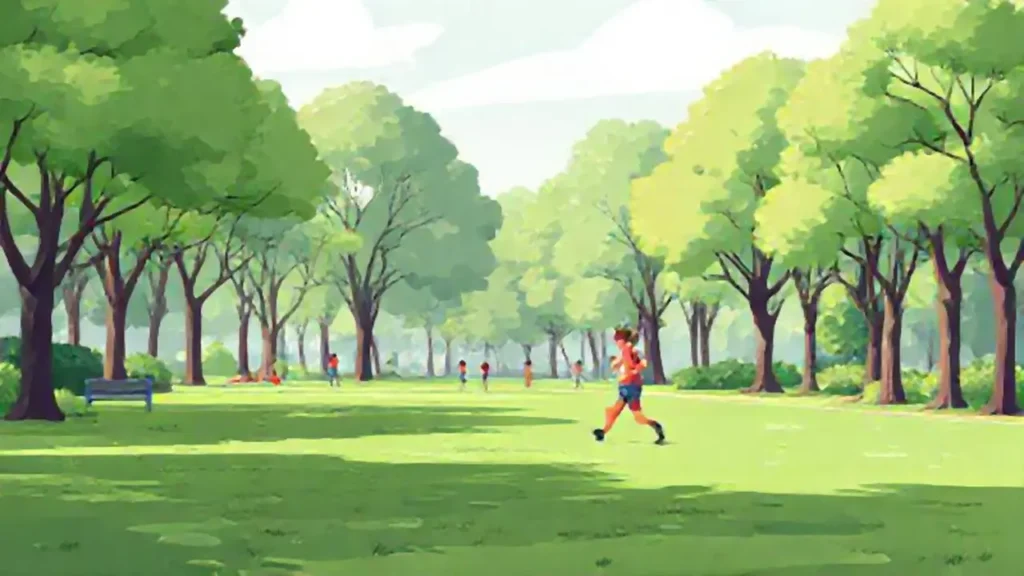 Personas corriendo en un parque verde