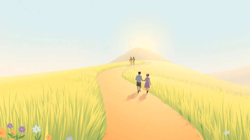 Un camino ascendente simboliza progreso y esperanza