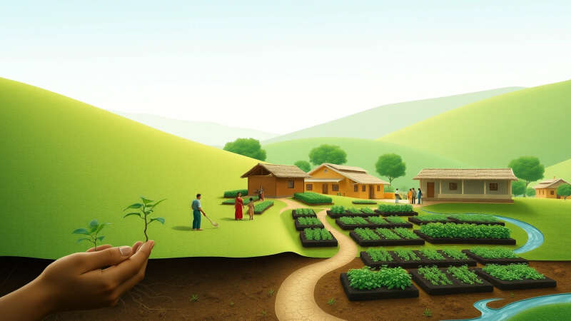 Comunidad sostenible y colaborativa en armonía natural