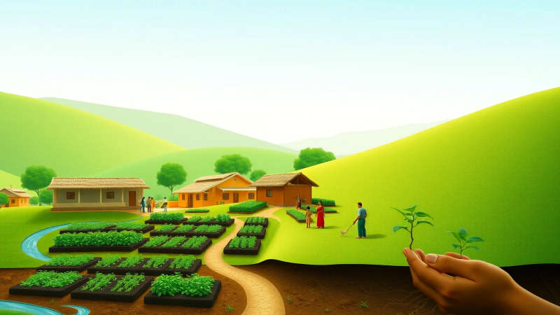 Comunidad sostenible y colaborativa en armonía natural
