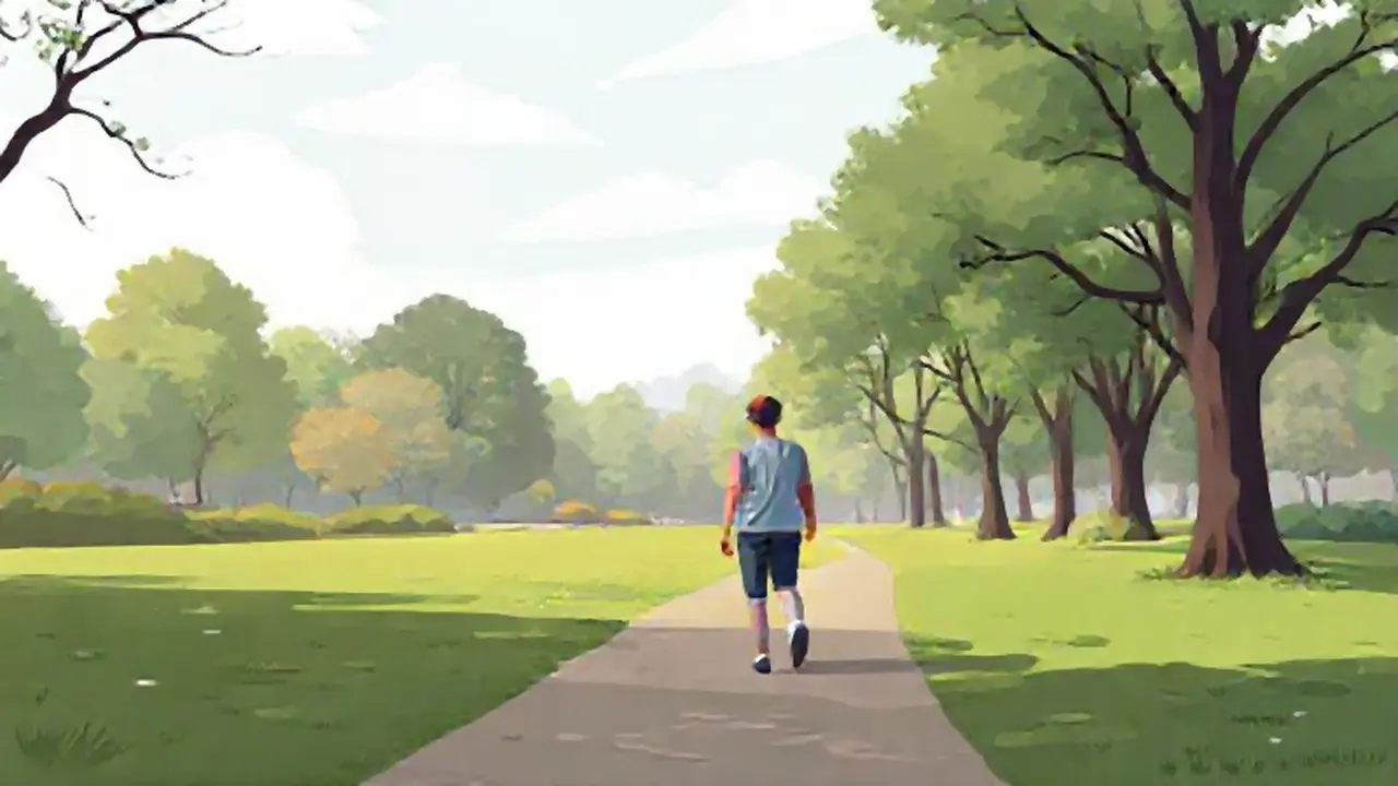 Persona camina por el parque
