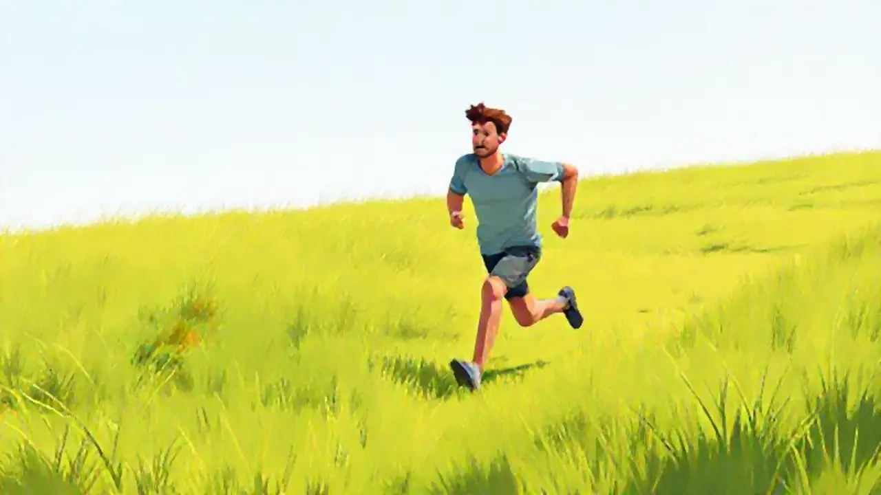 Un hombre corre por el campo