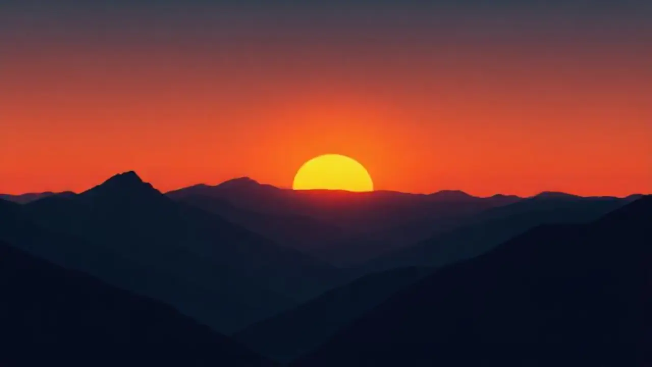 Montañas oscuras, amanecer
