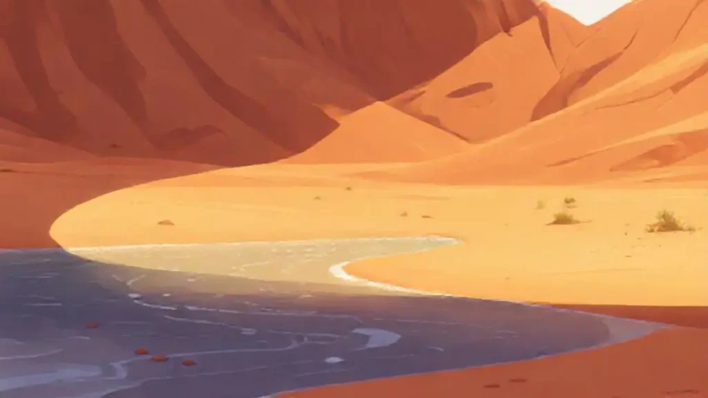Desierto brillante con agua