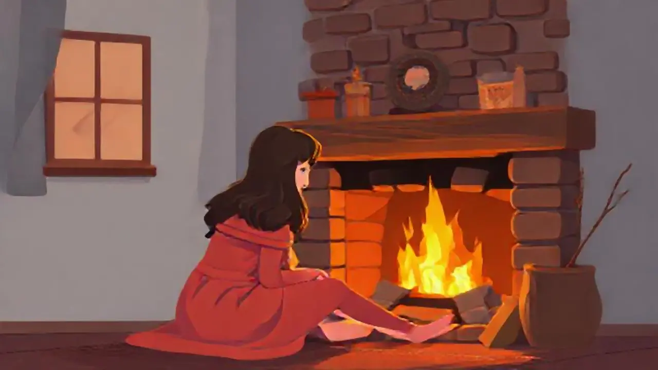 Mujer junto al fuego