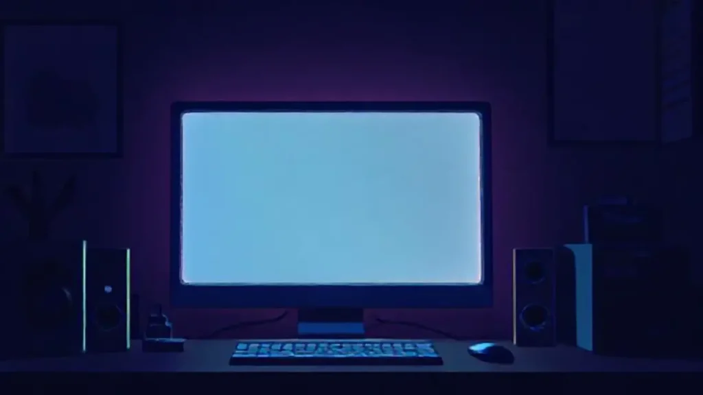 Pantalla de ordenador iluminando la oscuridad