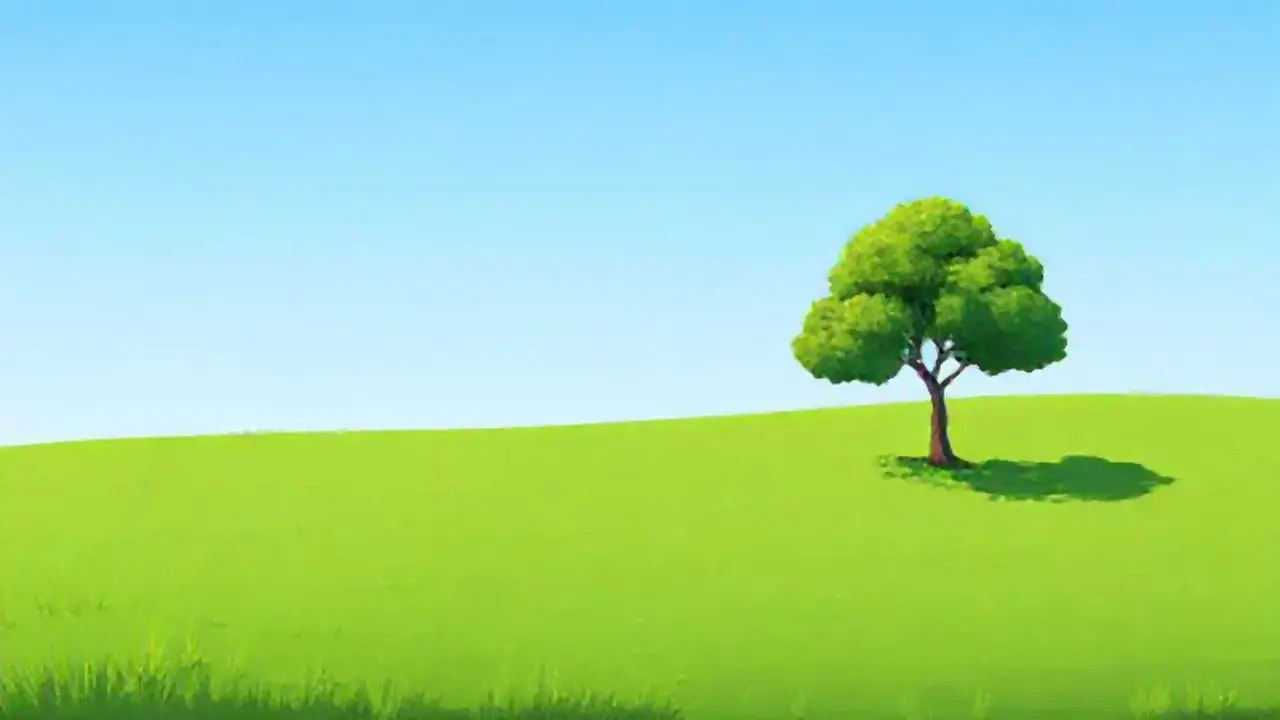 Campo verde, un árbol