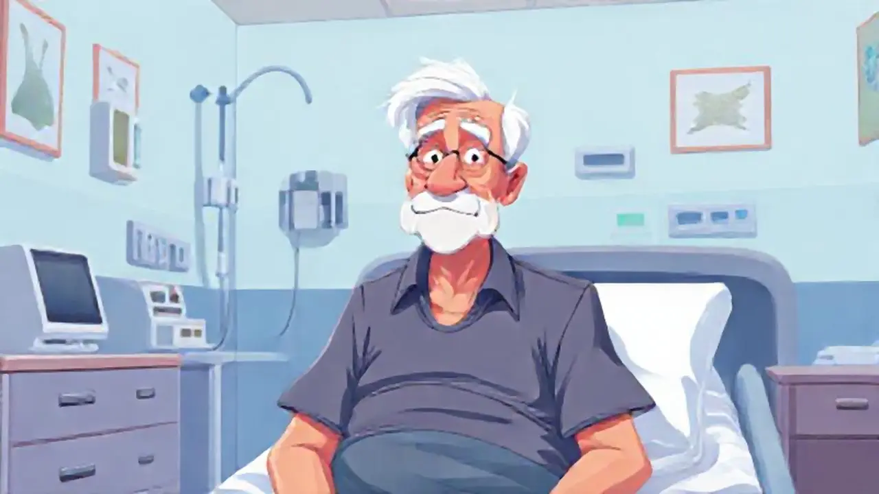 Hombre mayor en hospital