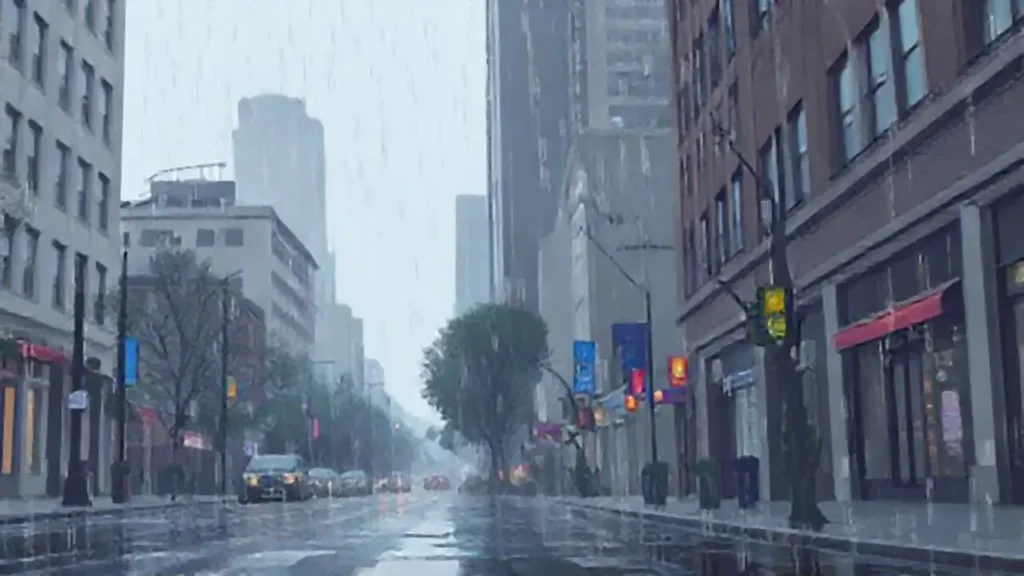 Lluvia gris sobre la calle