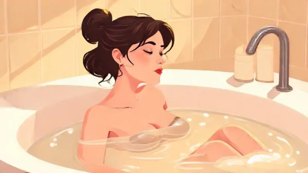 Mujer en baño caliente