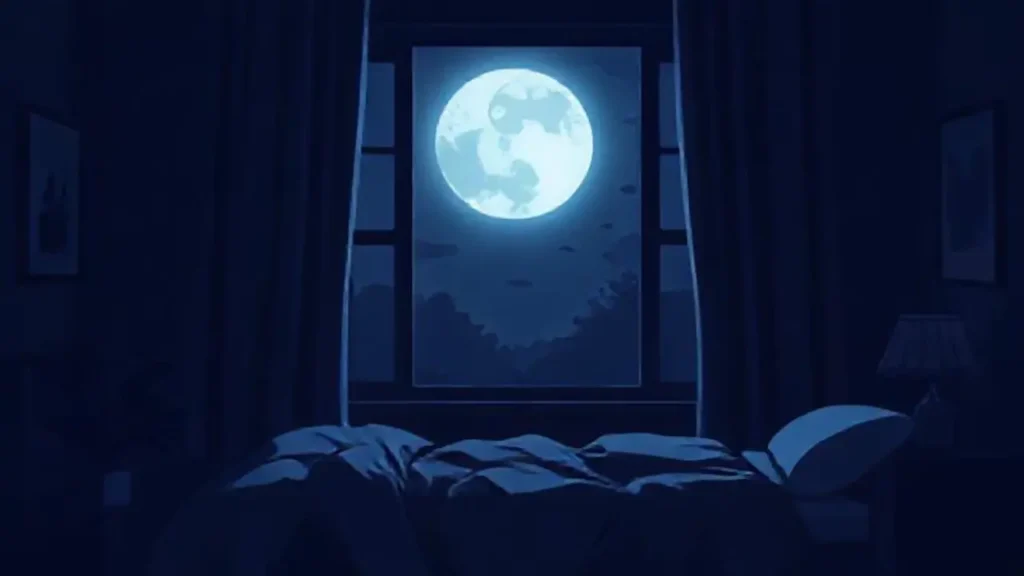 Luna en la ventana oscura