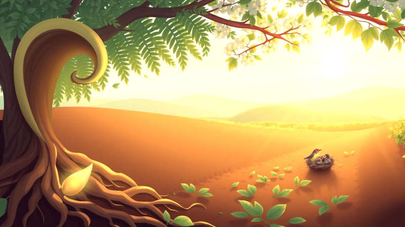 Vida nueva florece en serena protección natural