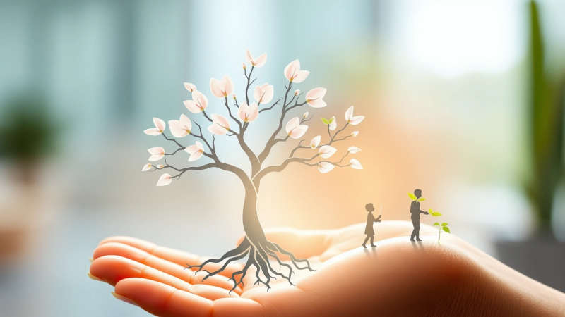 Mano nutre árbol