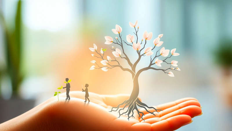 Mano nutre árbol