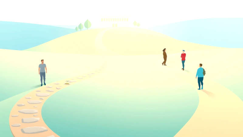 Caminos divergentes simbolizan elección y apoyo