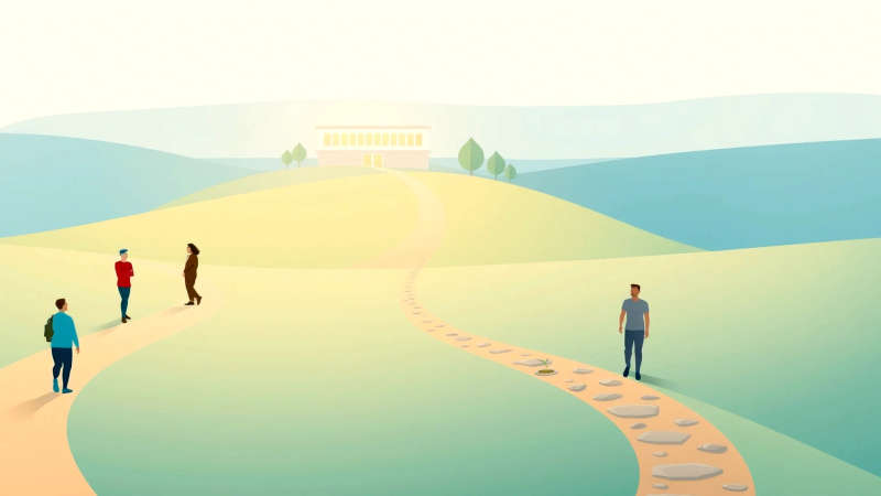 Caminos divergentes simbolizan elección y apoyo