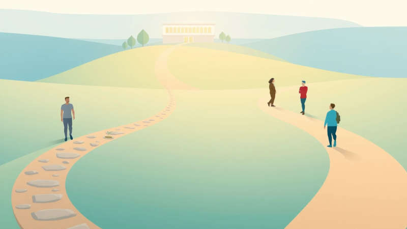 Caminos divergentes simbolizan elección y apoyo