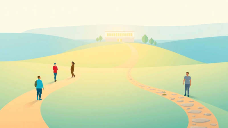 Caminos divergentes simbolizan elección y apoyo
