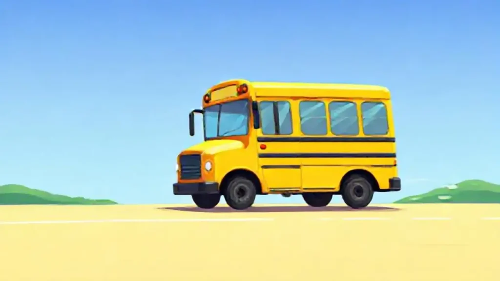 Autobús escolar amarillo se desplaza