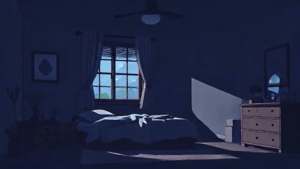 Dormitorio oscuro con una ventana