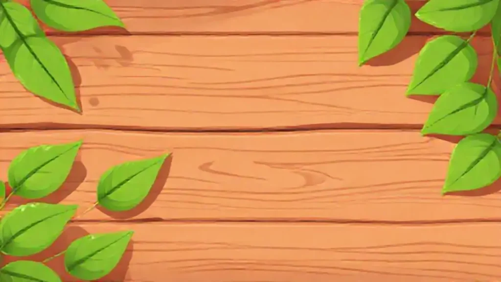 Hojas verdes sobre madera