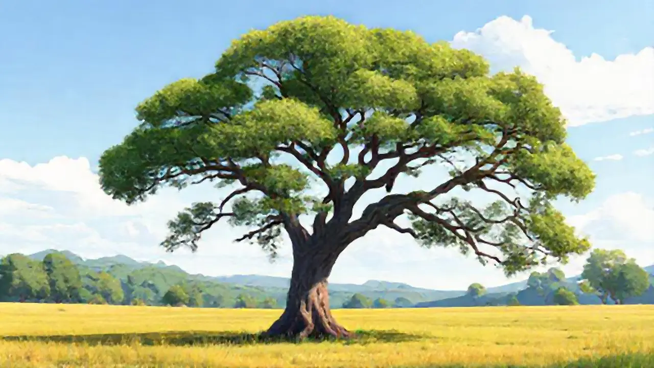 Árbol alto y robusto en campo abierto