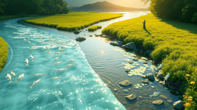 Río dual simboliza equilibrio y renovación vital