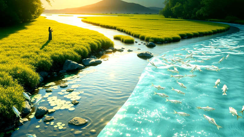 Río dual simboliza equilibrio y renovación vital