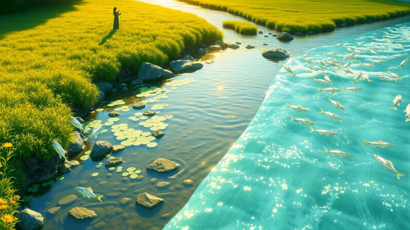 Río dual simboliza equilibrio y renovación vital