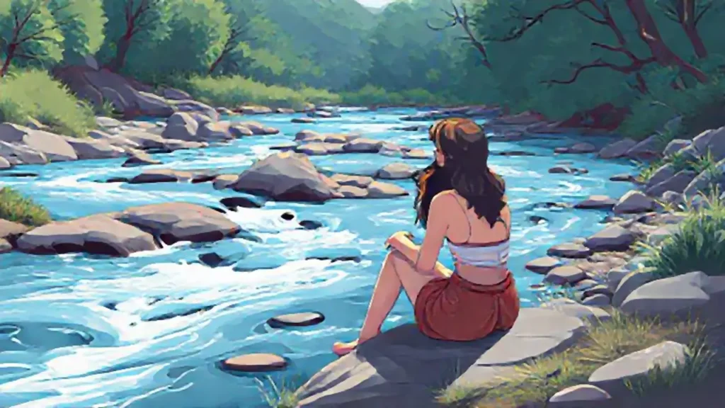 Mujer junto al río