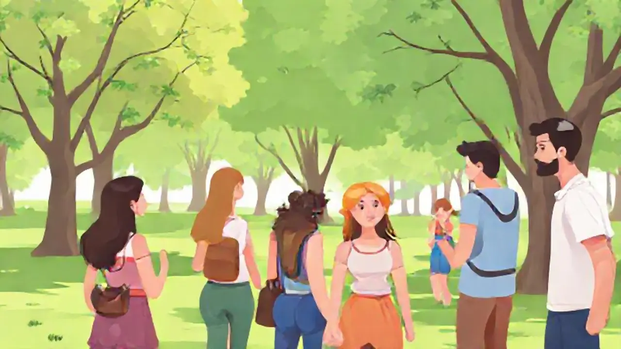 Personas verdes en un parque