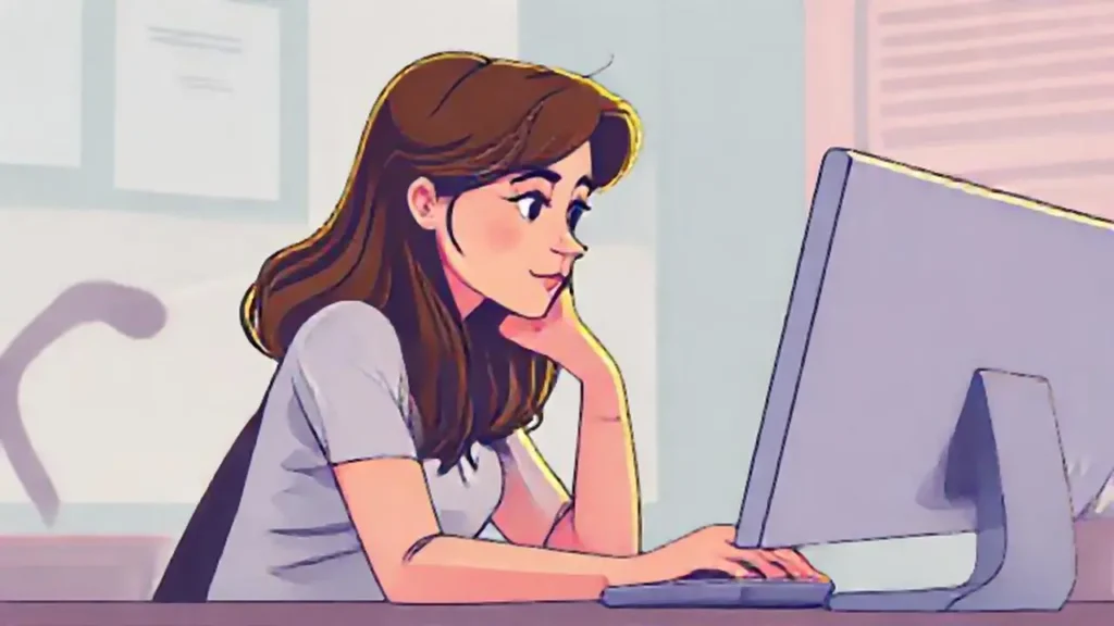Mujer frente a la pantalla