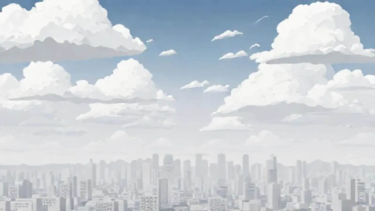 Nubes grises sobre una ciudad vacía