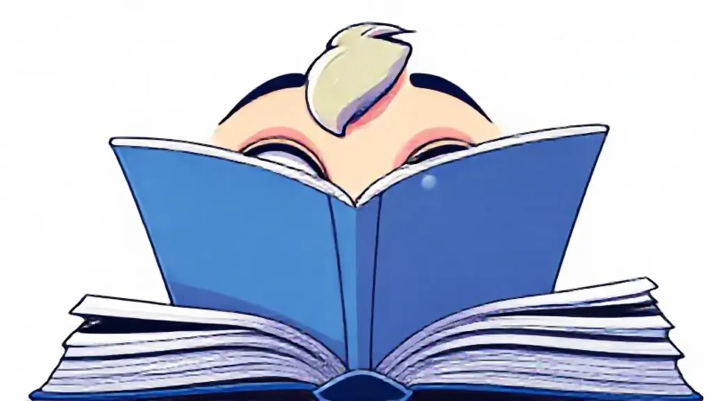 Ojos azules leen un libro