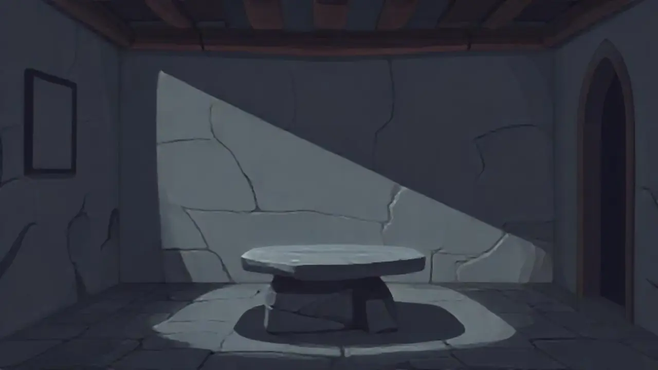 Había una sala tenue sobre una mesa de piedra