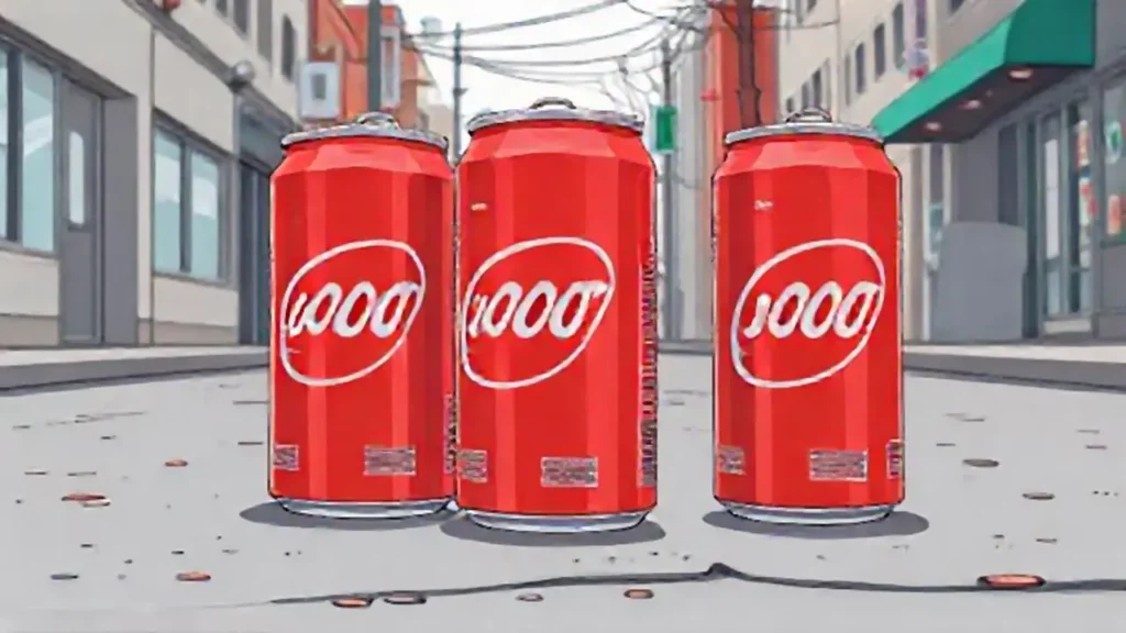 Latas de soda vacías en la calle gris