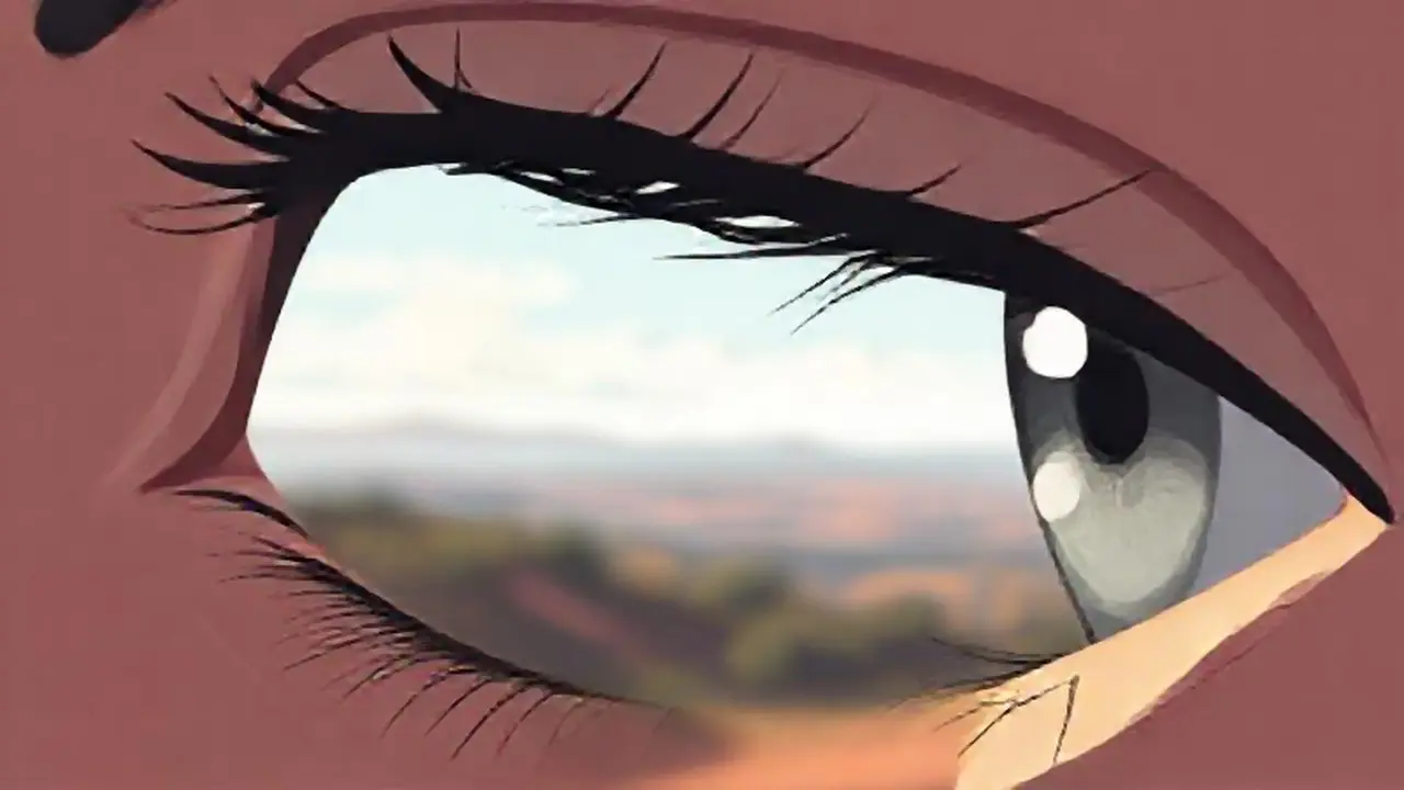 Ojo gris contempla el difuminado horizonte