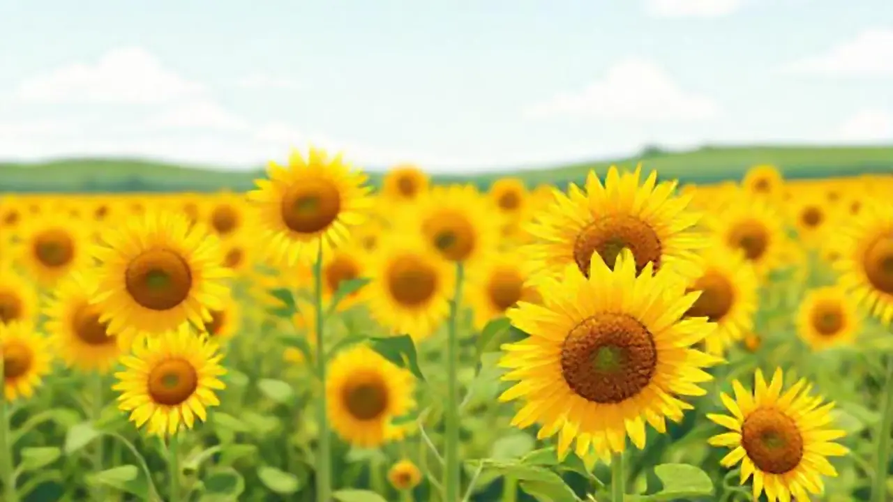 Un campo de girasoles amarillos brillantes