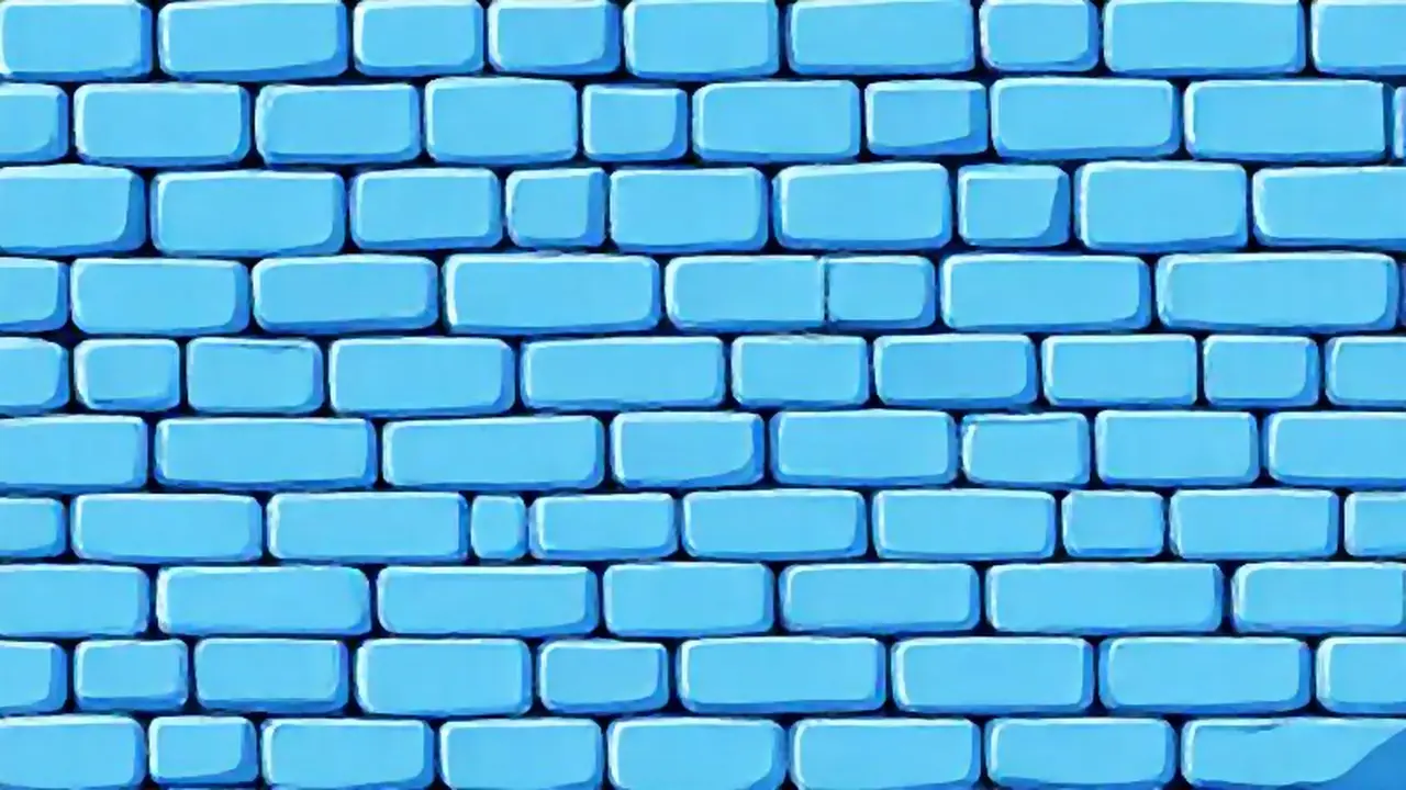 Bloques azules construyen una pared